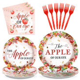 96 Pcs Fall Apple Baby Shower Party Plates and Napkins - Grencian