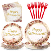 96 Pcs Fall Retirement Party Plates and Napkins - Grencian