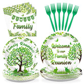 96 Pcs Family Reunion Party Plates and Napkins - Grencian