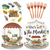 96 Pcs Farmers Market Bridal Shower Party Plates and Napkins - Grencian