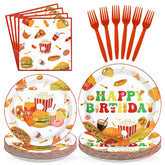 96 Pcs Fast Food Birthday Party Plates and Napkins - Grencian