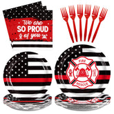 96 Pcs Firefighter Party Plates and Napkins - Grencian