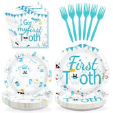 96 Pcs First Tooth Party Plates and Napkins - Grencian