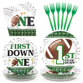 96 Pcs Football 1st Birthday Party Plates and Napkins - Grencian