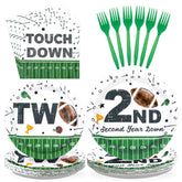 96 Pcs Football 2nd Birthday Party Plates and Napkins - Grencian