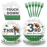 96 Pcs Football 3rd Birthday Party Plates and Napkins - Grencian
