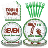 96 Pcs Football 7th Birthday Party Plates and Napkins - Grencian