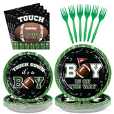 96 Pcs Football Baby Shower Party Plates and Napkins - Grencian