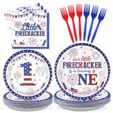 96 Pcs Fourth of July 1st Birthday Party Plates and Napkins - Grencian