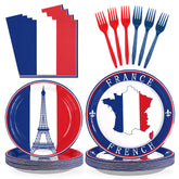 96 Pcs French Flag Party Plates and Napkins - Grencian