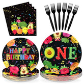 96 Pcs Fruit 1st Birthday Party Plates and Napkins - Grencian