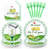 96 Pcs Golf 1st Birthday Party Plates and Napkins - Grencian