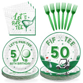 96 Pcs Golf 50th Birthday Party Plates and Napkins - Grencian