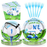 96 Pcs Golf First Birthday Party Plates and Napkins - Grencian