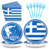 96 Pcs Greek Flag Party Plates and Napkins - Grencian