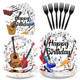 96 Pcs Guitar Birthday Party Plates and Napkins - Grencian