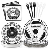 96 Pcs Gym Birthday Party Plates and Napkins - Grencian