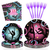96 Pcs Gymnastics Party Plates and Napkins - Grencian