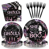 96 Pcs Halloween Bachelorette Party Plates and Napkins - Grencian