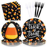96 Pcs Halloween Candy Corn Party Plates and Napkins - Grencian