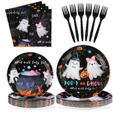 96 Pcs Halloween Gender Reveal Party Plates and Napkins - Grencian