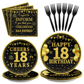 96 Pcs Happy 18th Birthday Party Plates and Napkins - Grencian
