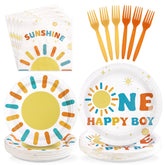 96 Pcs Happy Boy 1st Birthday Party Plates and Napkins - Grencian
