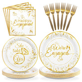 96 Pcs Happy Engagement Party Plates and Napkins - Grencian
