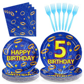 96 Pcs Hedgehog 5th Birthday Party Plates and Napkins - Grencian