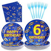 96 Pcs Hedgehog 6th Birthday Party Plates and Napkins - Grencian