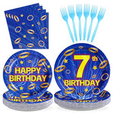 96 Pcs Hedgehog 7th Birthday Party Plates and Napkins - Grencian