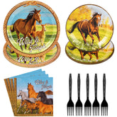 96 Pcs Horse Party Plates and Napkins - Grencian