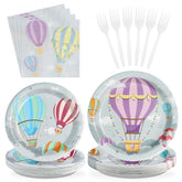 96 Pcs Hot Air Balloon Party Plates and Napkins - Grencian