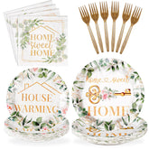 96 Pcs House Warming Party Plates and Napkins - Grencian