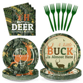 96 Pcs Hunting Camo Baby Shower Party Plates and Napkins - Grencian