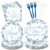 96 Pcs Hydrangea Bridal Shower Party Plates and Napkins - Grencian