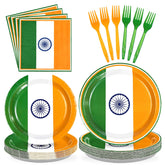 96 Pcs India Flag Party Plates and Napkins - Grencian