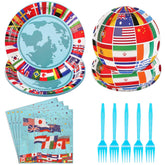 96 Pcs International Flags Party Plates and Napkins - Grencian