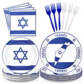 96 Pcs Israel Flag Party Plates and Napkins - Grencian