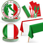 98 Pcs Italian Flag Birthday Party Plates and Napkins - Grencian