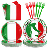 96 Pcs Italian Flag Party Plates and Napkins - Grencian