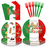 96 Pcs Italian Party Plates and Napkins - Grencian