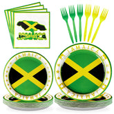 96 Pcs Jamaica Party Plates and Napkins - Grencian