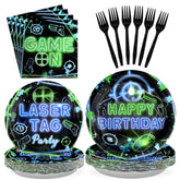 96 Pcs Laser Tag Birthday Party Plates and Napkins - Grencian