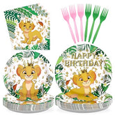 96 Pcs Lion Birthday Party Plates and Napkins - Grencian