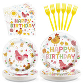 96 Pcs Little Chick Birthday Party Plates and Napkins - Grencian