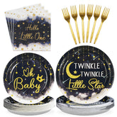96 Pcs Little Star Baby Shower Party Plates and Napkins - Grencian