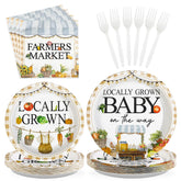 96 Pcs Locally Grown Baby Shower Party Plates and Napkins - Grencian
