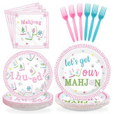 96 Pcs Mah-jong Party Plates and Napkins - Grencian