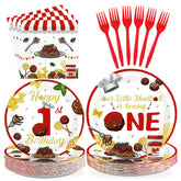 96 Pcs Meatball 1st Birthday Party Plates and Napkins - Grencian